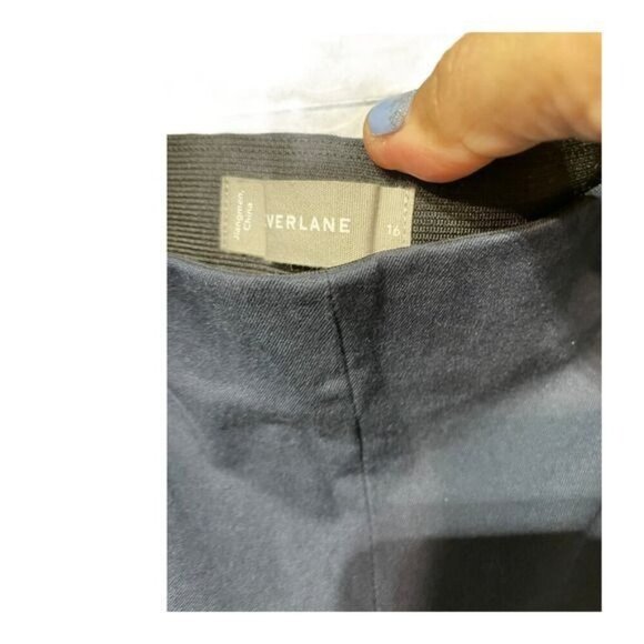 Everlane Women's Cropped Nautical Trousers Size 16 Navy Blue Cotton Blend - Picture 3 of 3